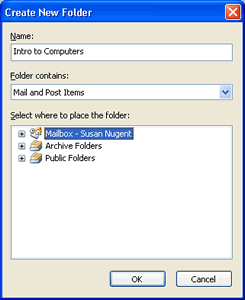 Create New Folder dialog box