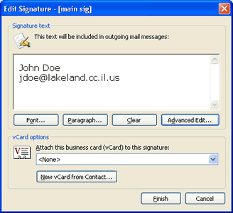 Edit Signature dialog box