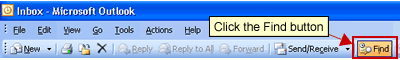Find icon on Standard toolbar inOutlook