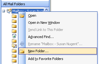 All Mail Folders section in the Navigational Pane in Outlook 2003