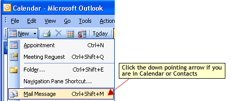 New menu in another area of Outlook 2003