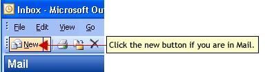 New button in Mail area  of Outlook 2003