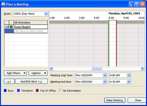 Plan a Meeting dialog box