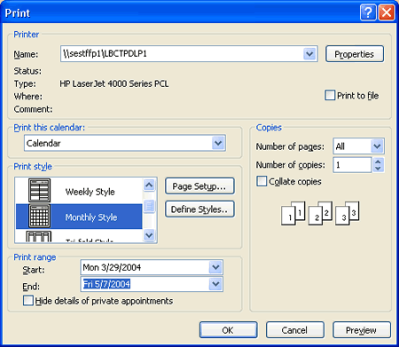 Print dialog box