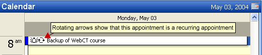 Calendar with a recurring appointment