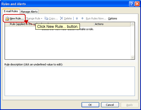 Rules and Alerts dialog box