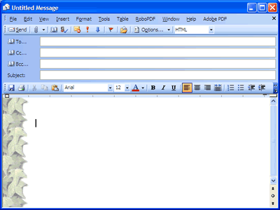 Message with stationery configured