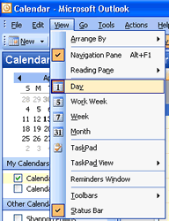 View menu in the Calendar